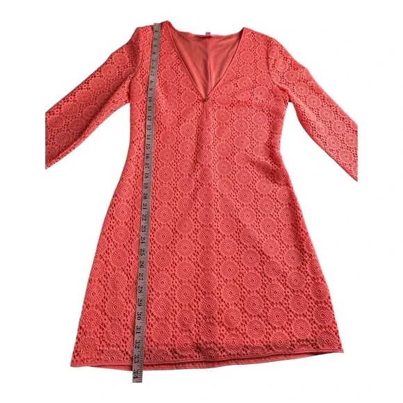 Lilly Pulitzer Lamora Pucker Pink‎ Breakers Lined Size Medium Lace Tunic Dress - Picture 6 of 16